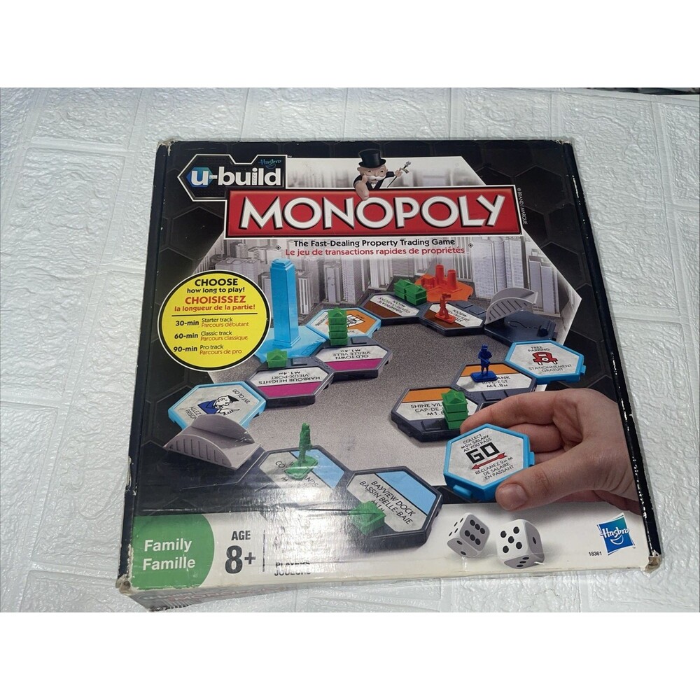 Hasbro U-Build Monopoly Board Family Game Choose How Long You Play Ages 8+